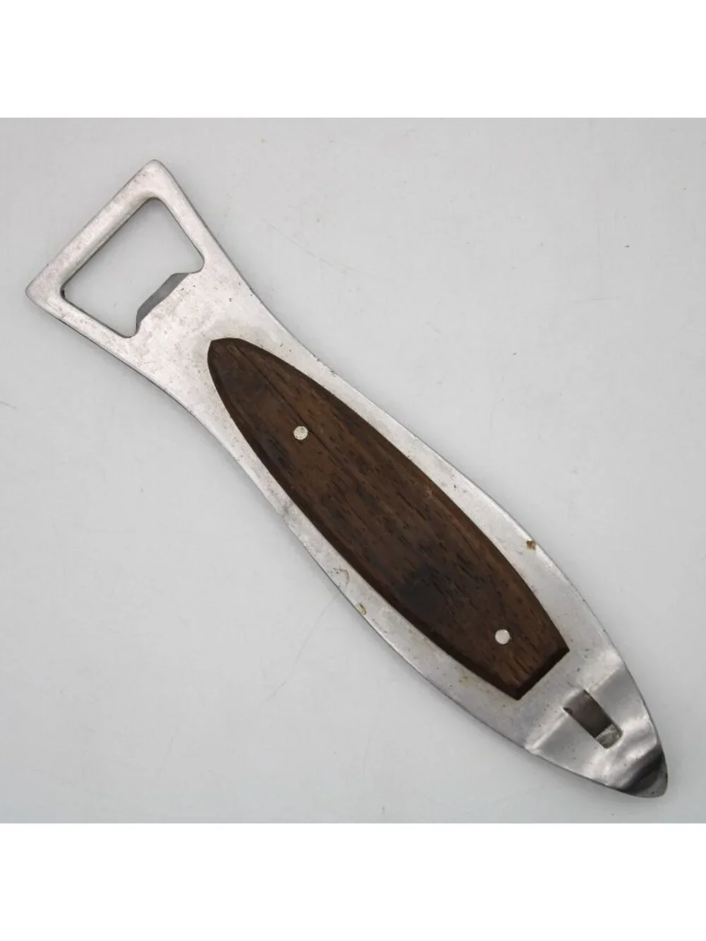 Japan Teak Wood Stainless Steel Bottle Opener Fish Shaped MCM Vintage